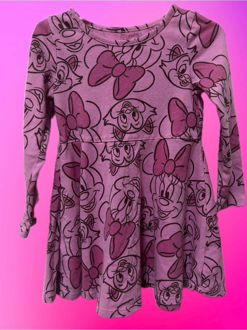 Girls' Minnie Mouse Pink Long-Sleeve Swing Dress